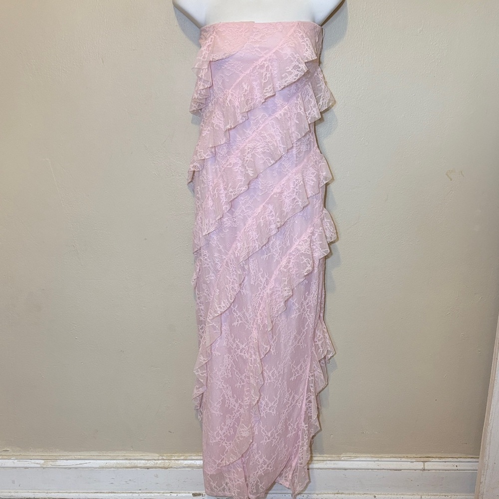 Wild Fable Asymmetrical Pink Lace Skirt